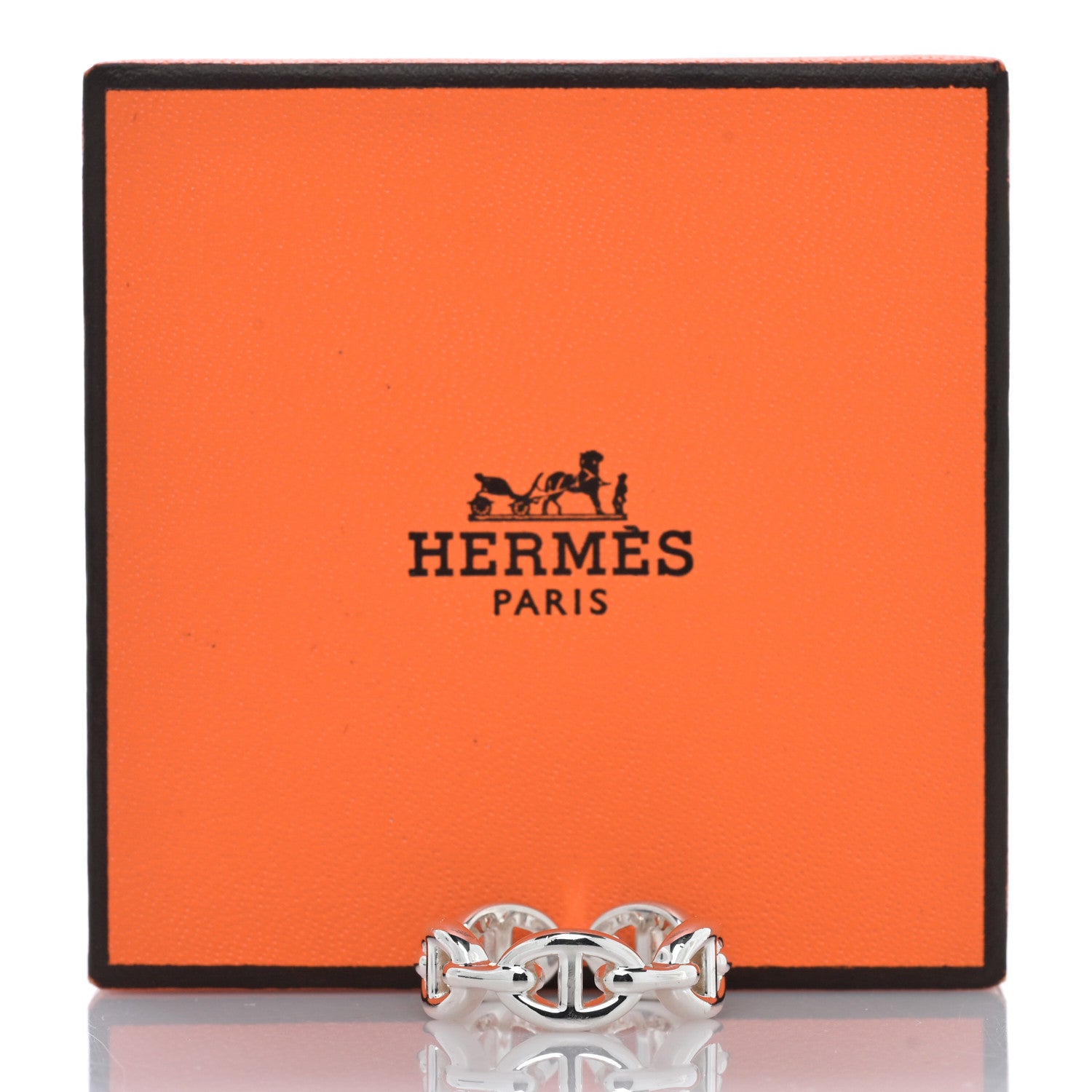 Hermes Sterling Silver PM Chaine d'Ancre Enchainee Band Ring 52 6 5 of 5