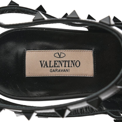 Valentino Garavani Calfskin Lacquered Monochrome Rockstud Ankle Strap 100mm Pumps 40 Black 7 of 10