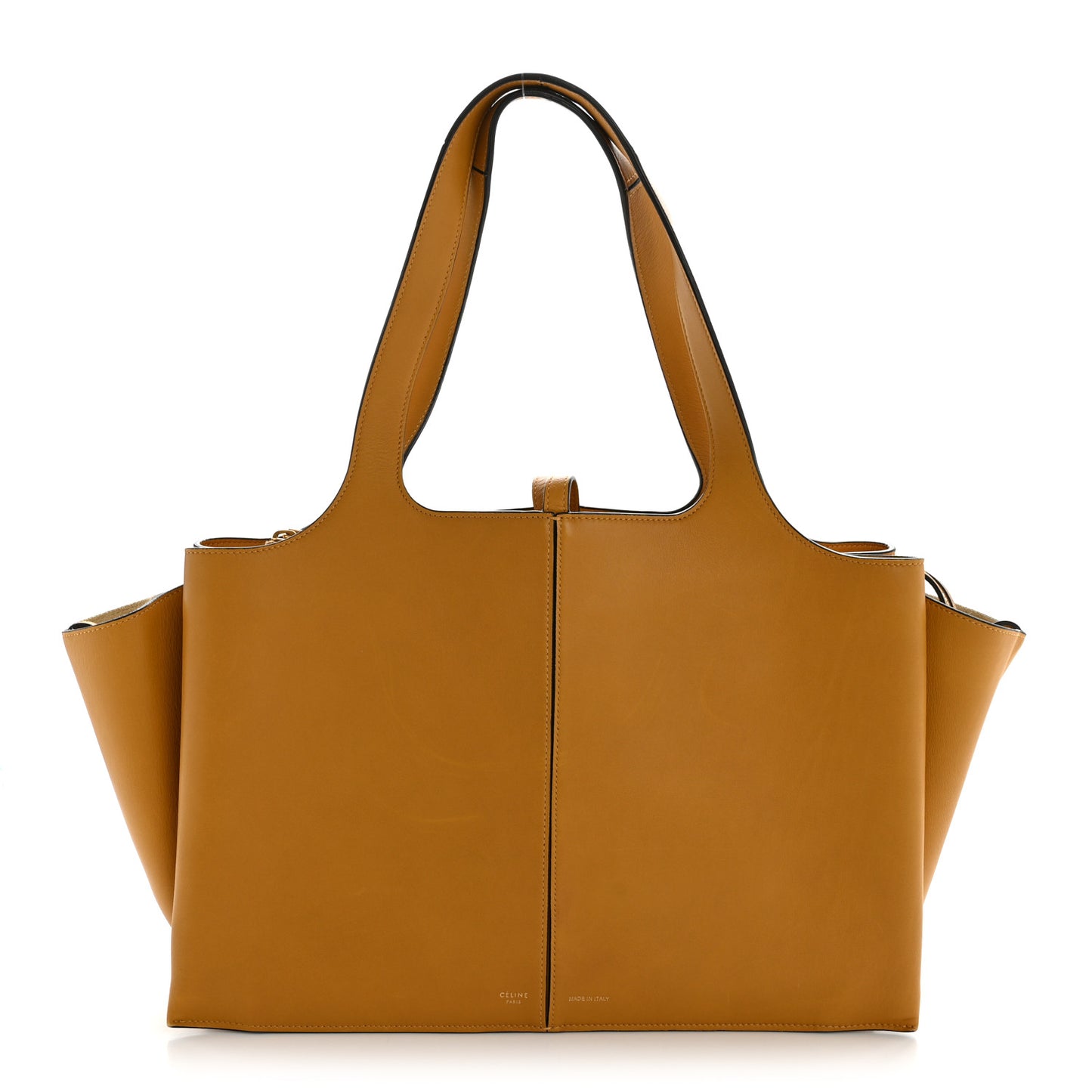Supple Natural Calfskin Medium Tri-Fold Bag Ocre