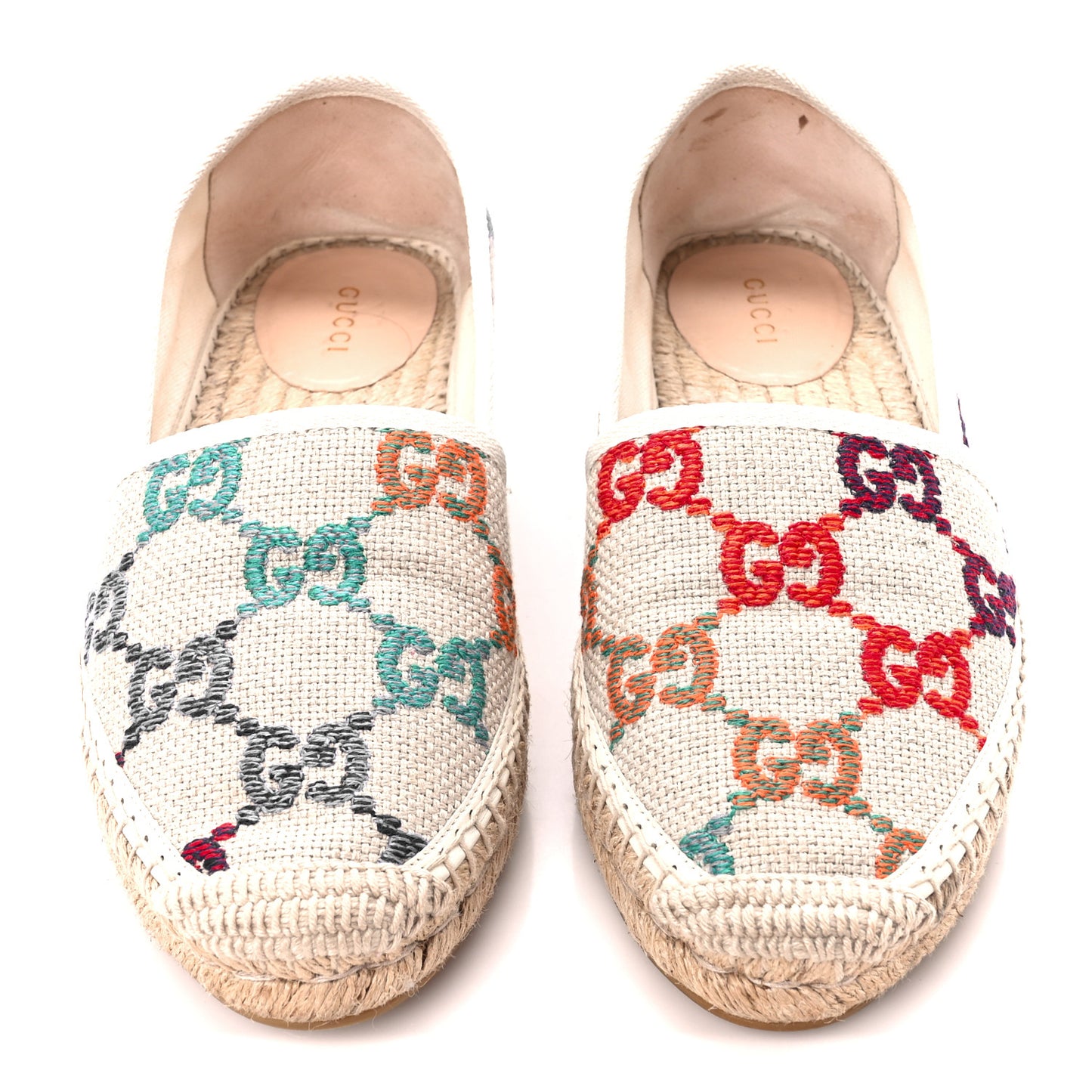 Linen Psychedelic Mini GG Monogram Espadrilles 38 Multicolor Mystic White