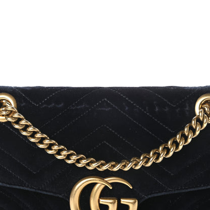 Gucci Velvet Matelasse Small GG Marmont Shoulder Bag Black 16 of 17