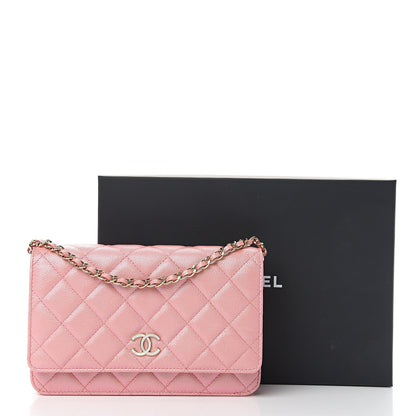 Chanel Iridescent Caviar Quilted Wallet on Chain WOC Rose Pink 11 of 11