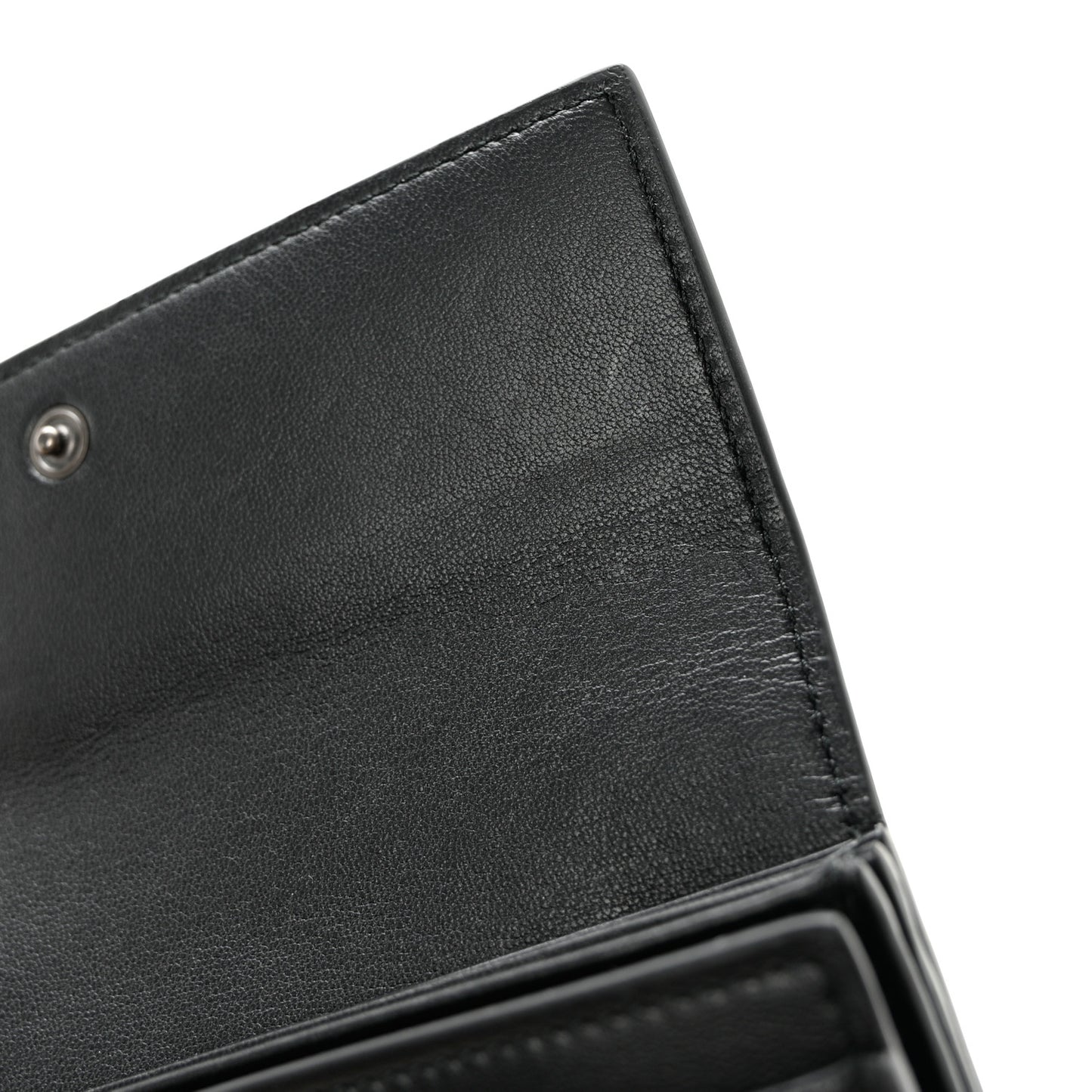 Nappa Intrecciato Continental Compact Flap Wallet Black