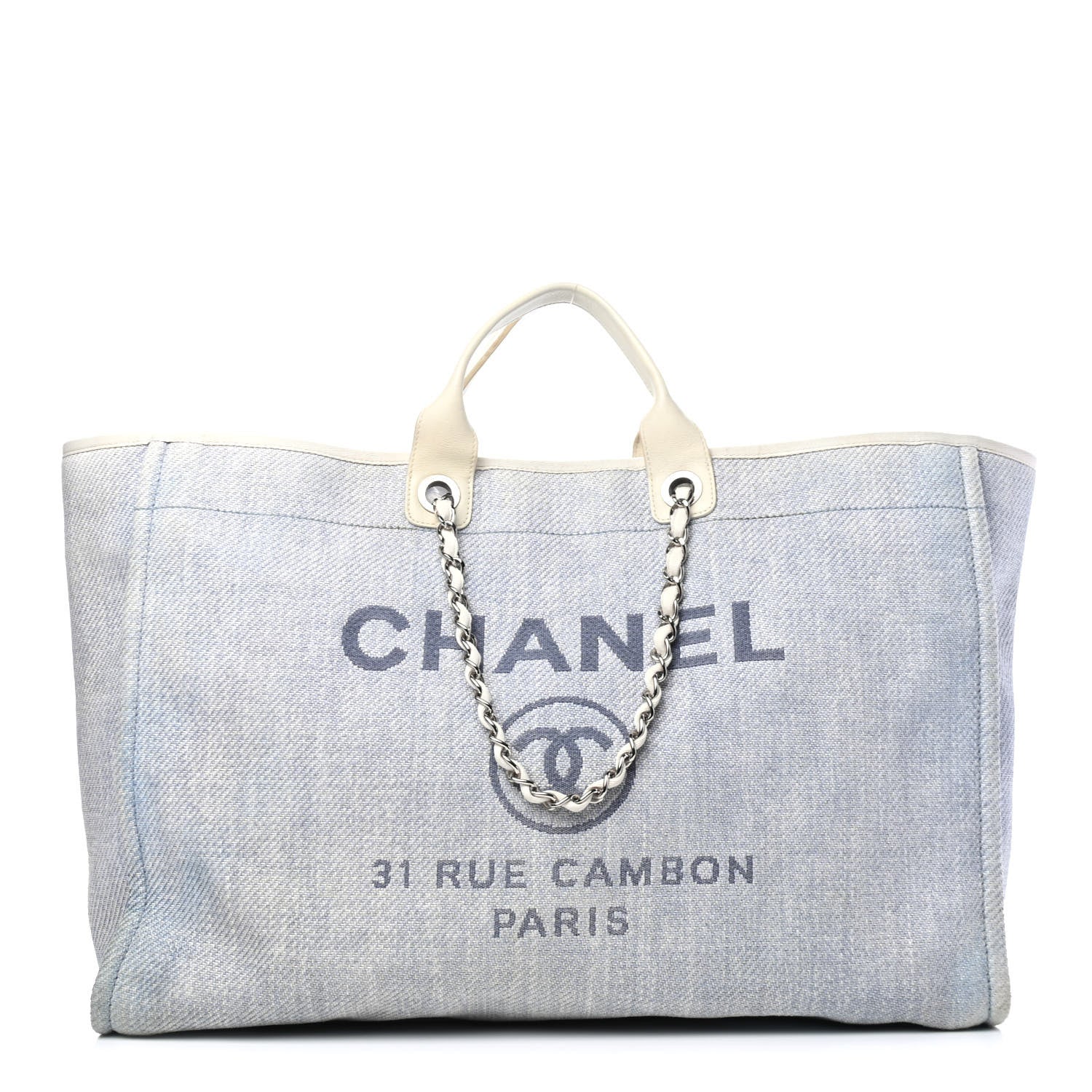 Chanel Canvas Large Deauville Tote Light Blue 1 of 4