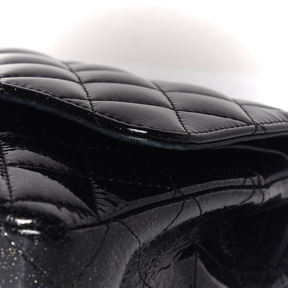 Chanel Patent Quilted Sparkle Glitter Medium Double Flap Black 11 of 15