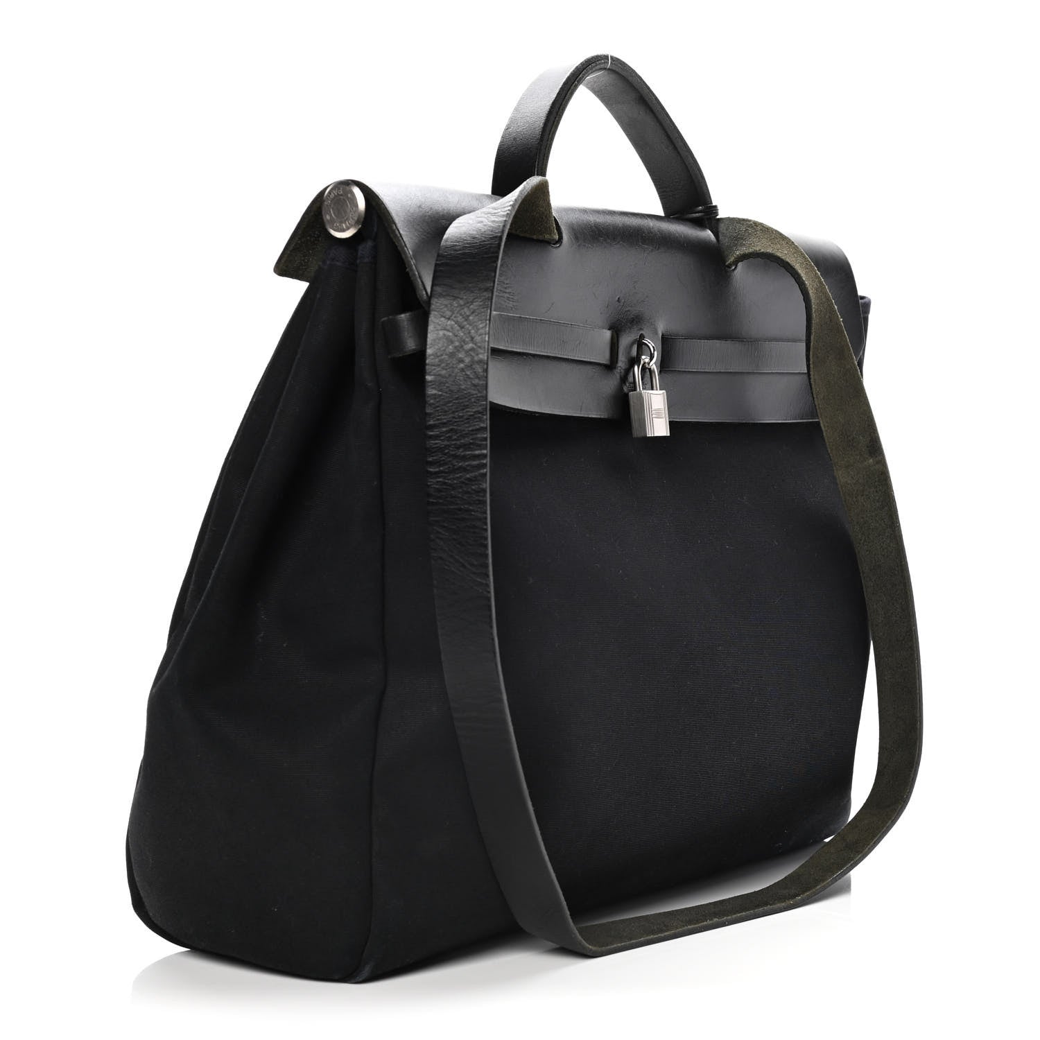 Hermes Toile Vache Calfskin Herbag 30 PM Black 3 of 22