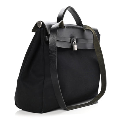 Hermes Toile Vache Calfskin Herbag 30 PM Black 3 of 22