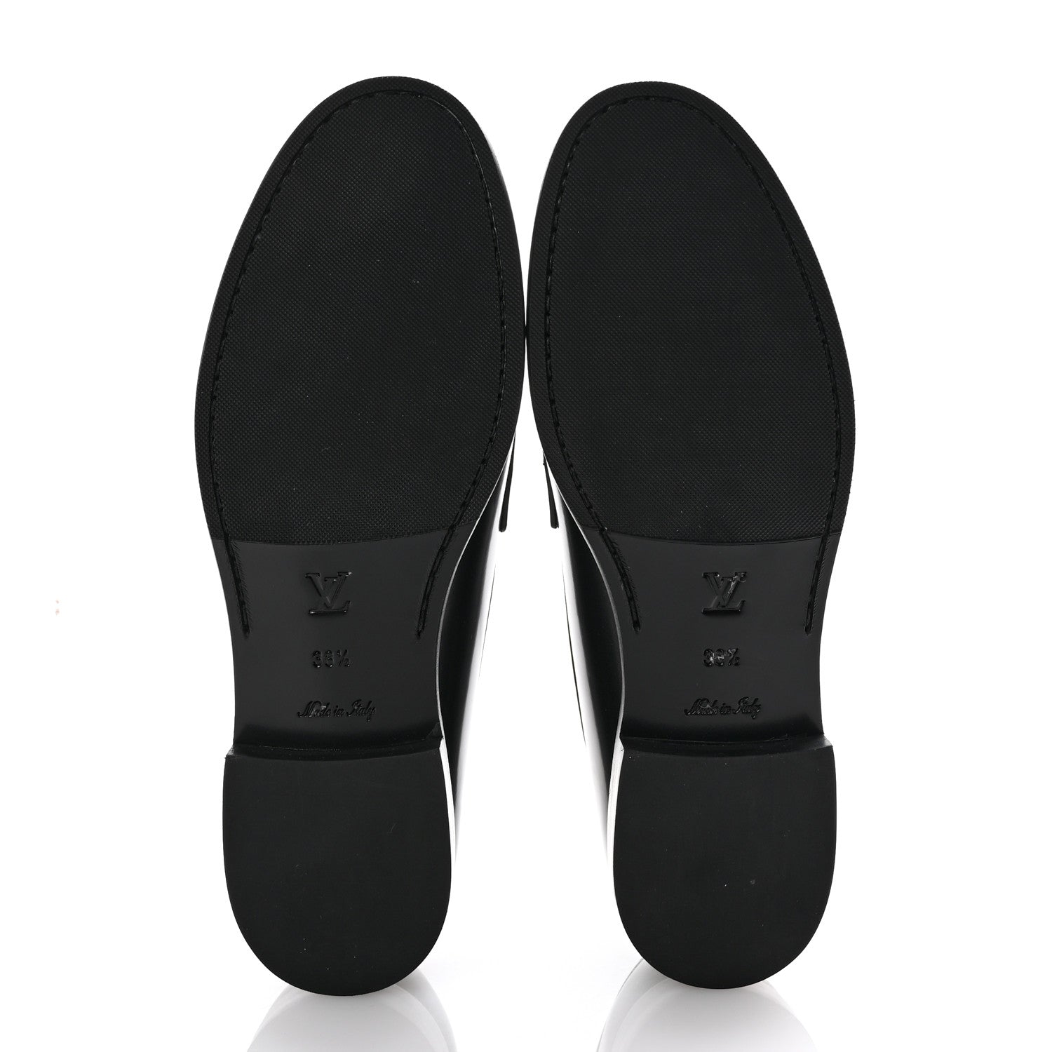 Louis Vuitton Glazed Calfskin Chess Flat Loafer 38.5 Black 6 of 9