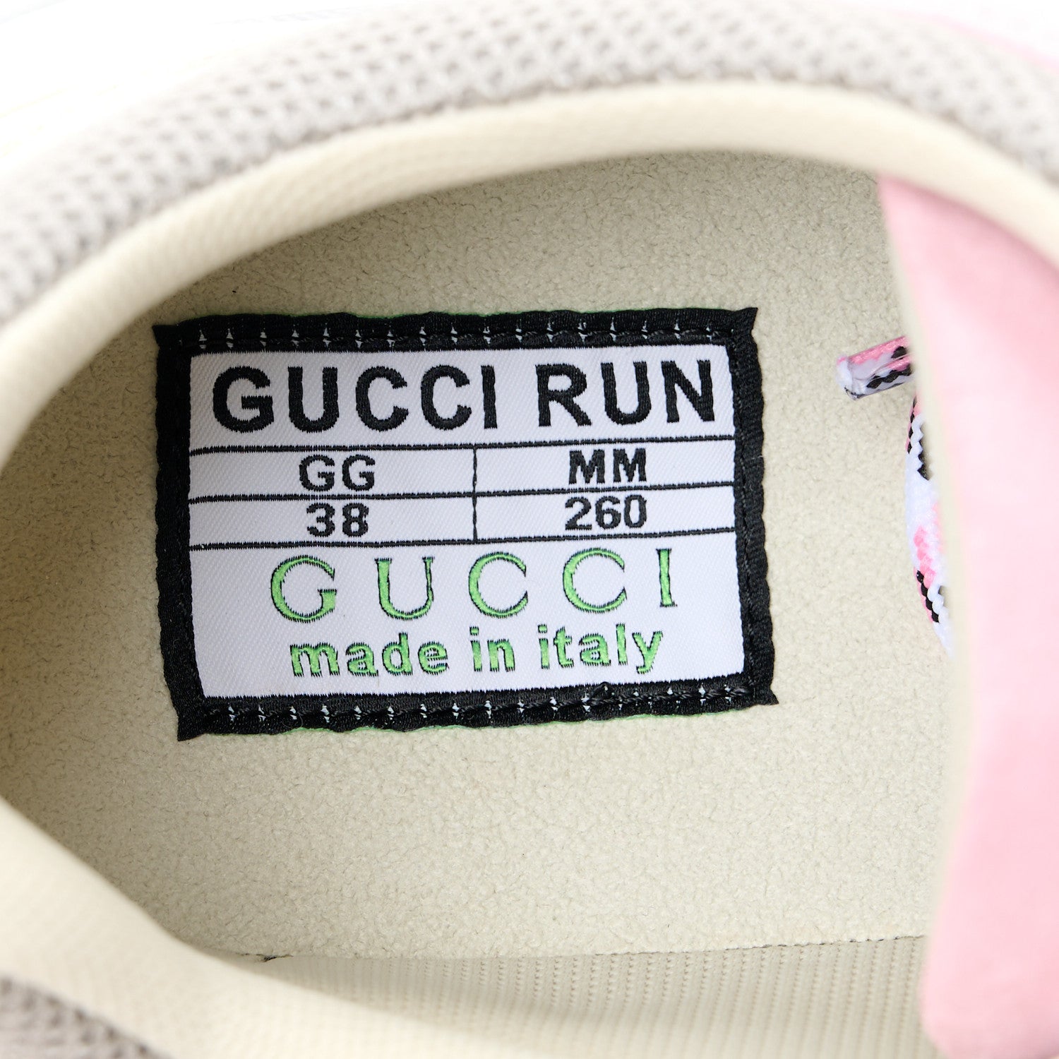 Gucci Technical Knit Fabric Suede Calfskin Womens Gucci Run Sneakers 38 Off White Pink Grey 8 of 9