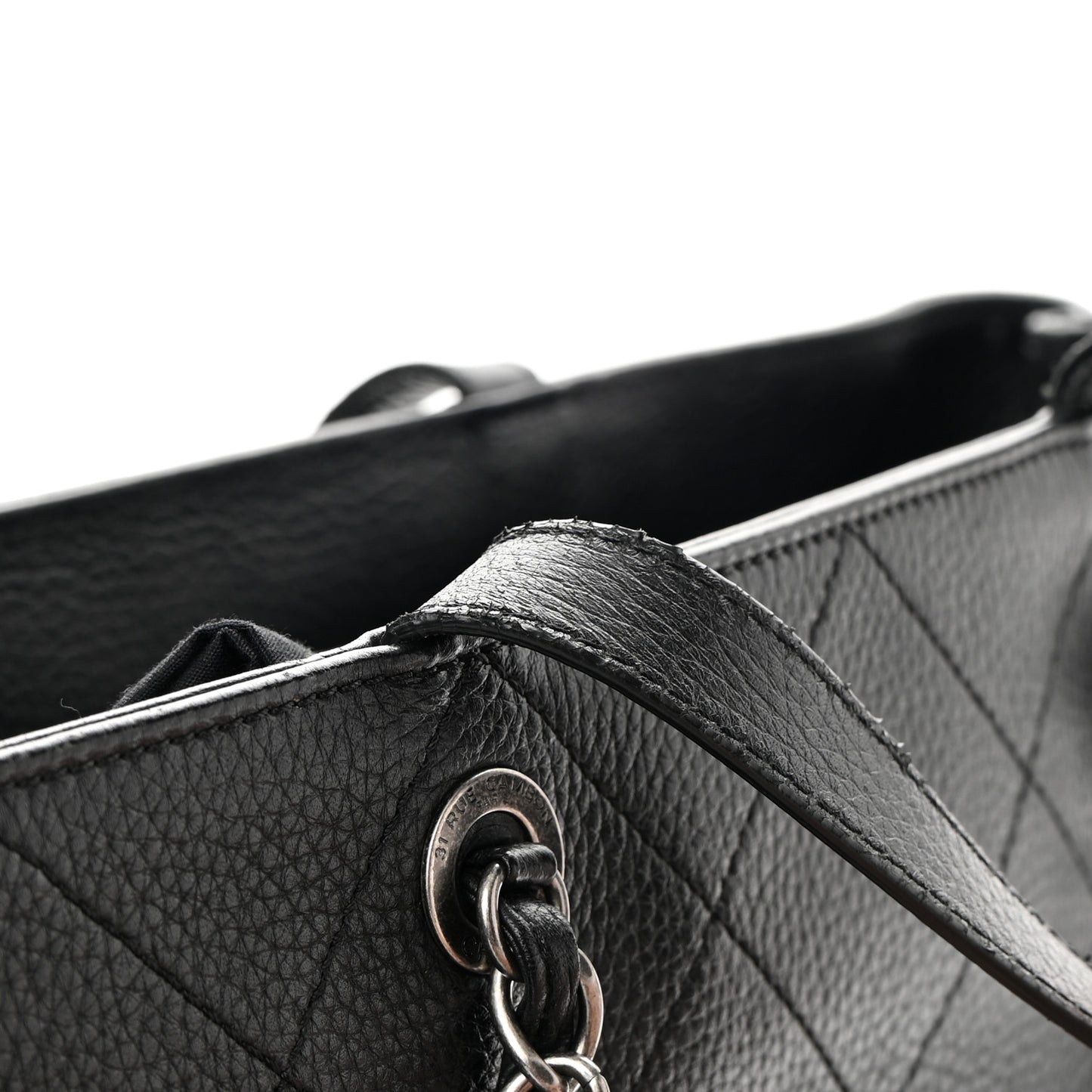 Deerskin Stitched Medium CC Shopping Tote Black