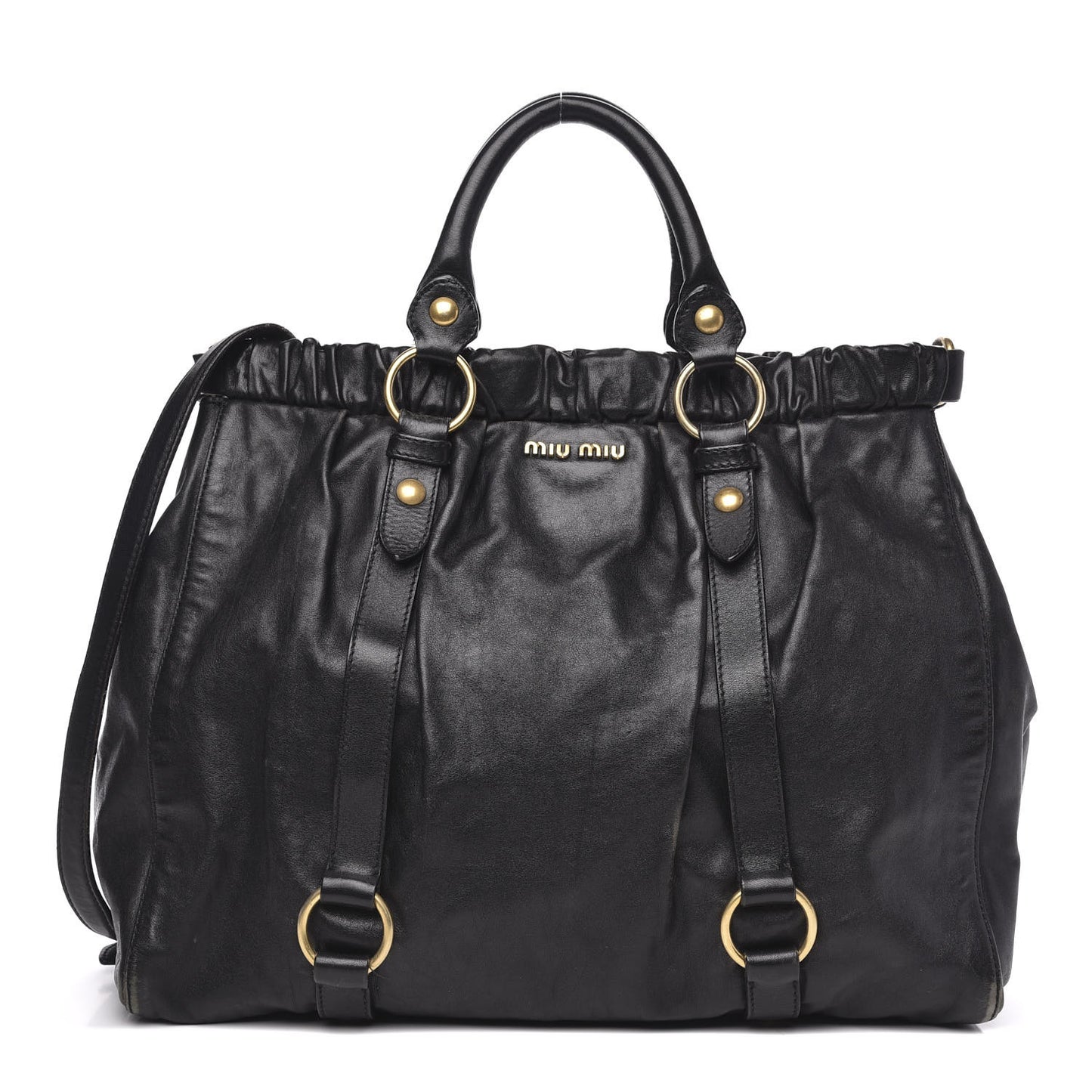 Vitello Lux Gathered Tote Black