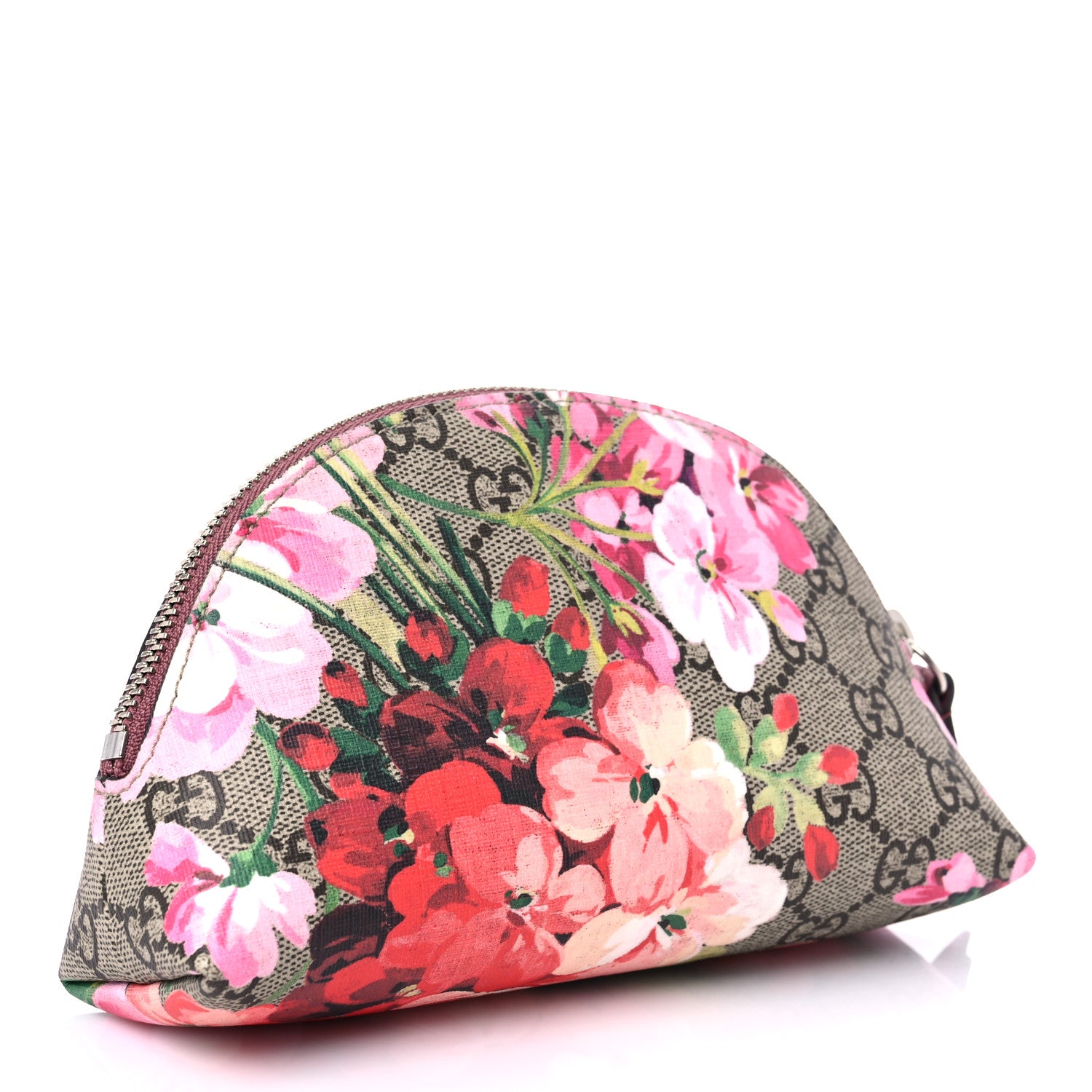 Gucci GG Supreme Monogram Blooms Small Pouch Cosmetic Case Beige Multicolor Dry Rose 3 of 9