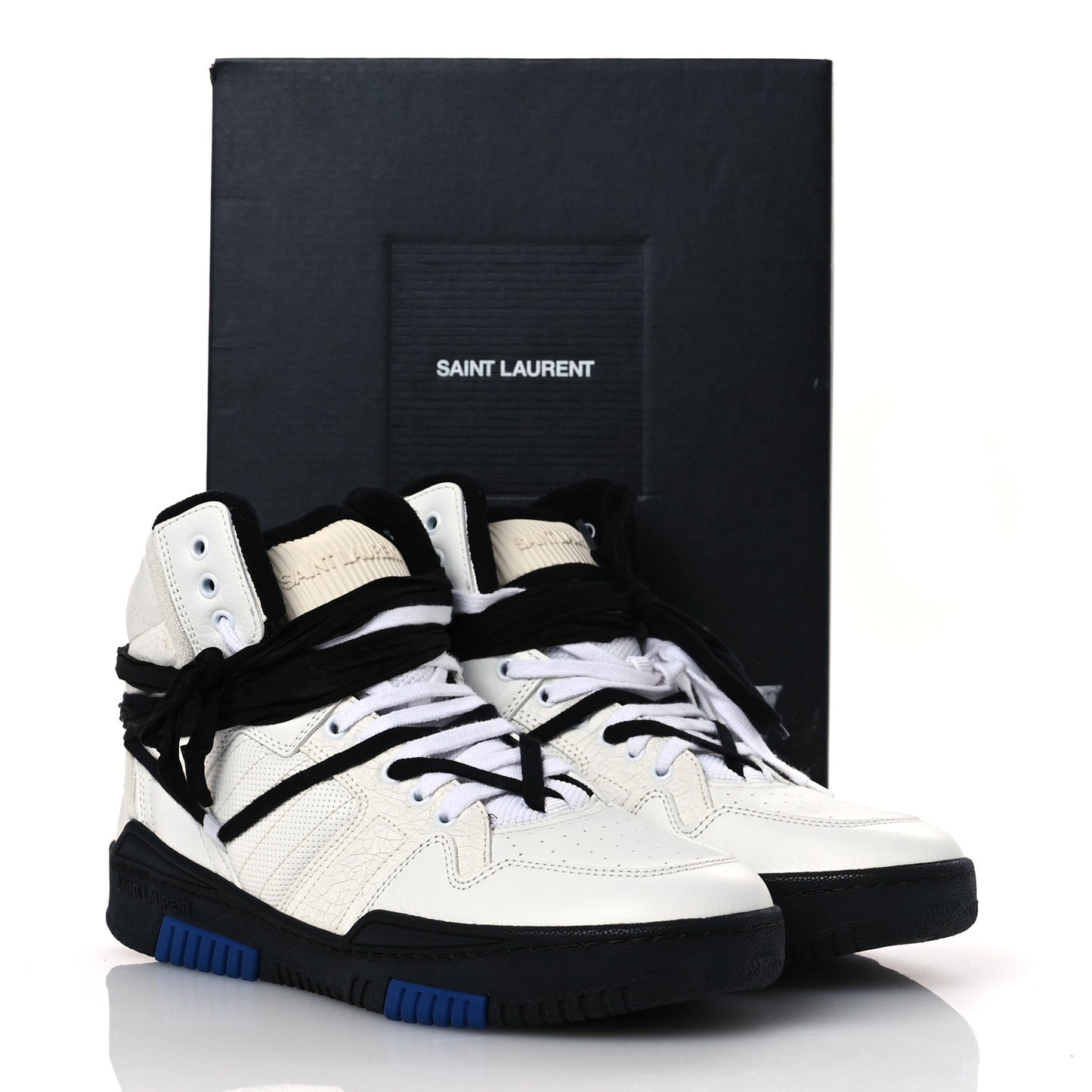 Crackled Calfskin Mens Cure 05 High Top Sneakers 45 White Black