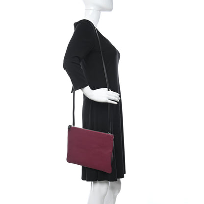 MCM Calfskin Monogram Coated Canvas Medium Crossbody Pouch Red Black 2 of 10
