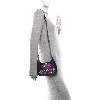 Versace Satin Crystal Embellished La Medusa Mini Hobo Bag Black Multicolor 2 of 9