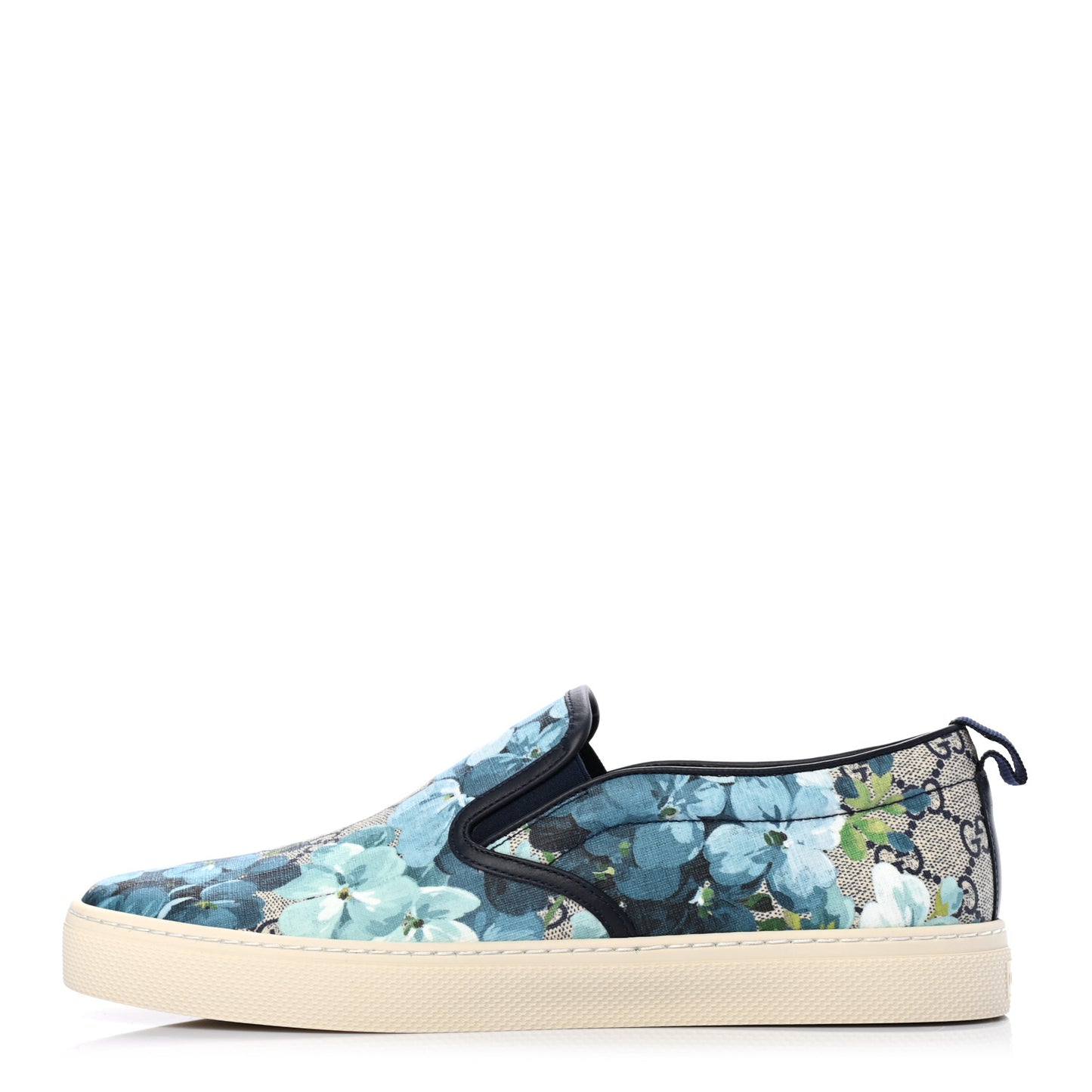 GG Supreme Monogram Blooms Mens Dublin Slip On Sneakers 9 Beige Blue Navy