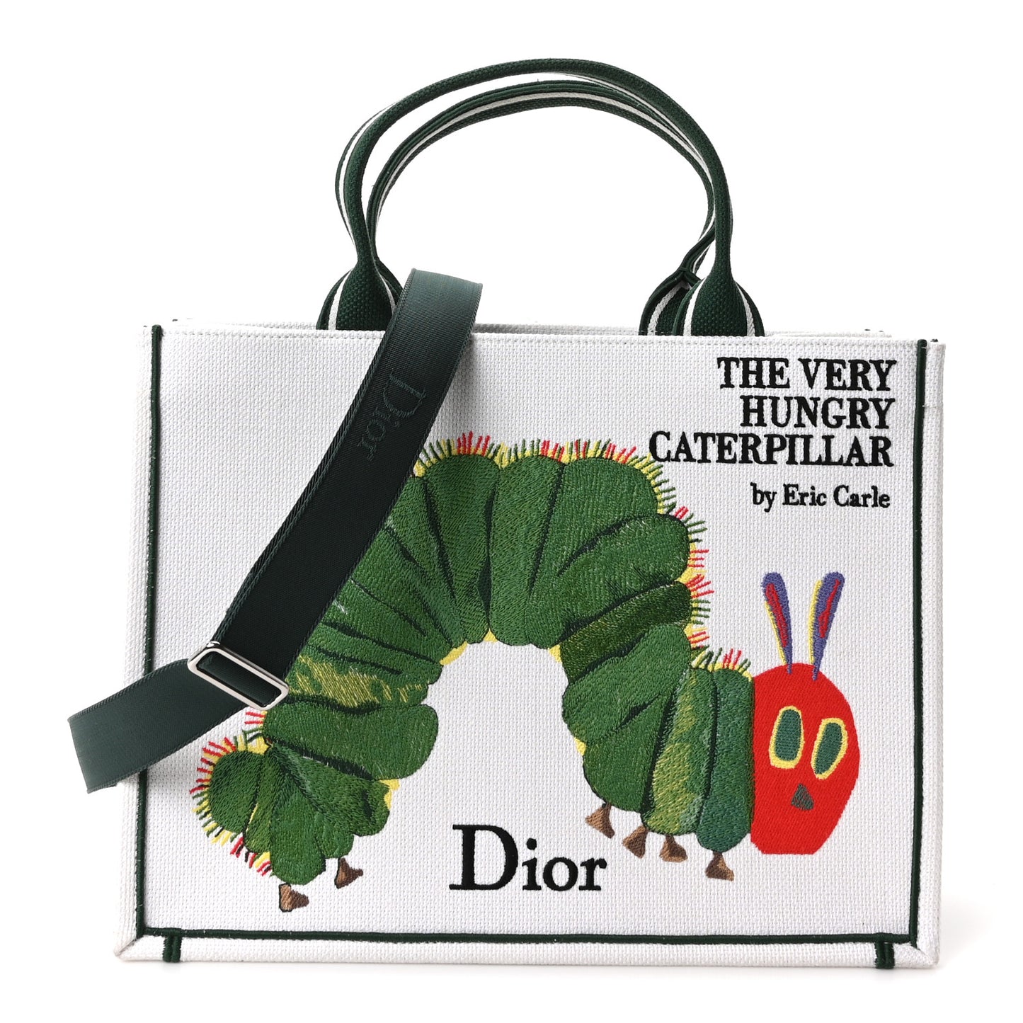 Canvas Embroidered Medium The Very Hungry Caterpillar Book Tote With Strap White Multicolor