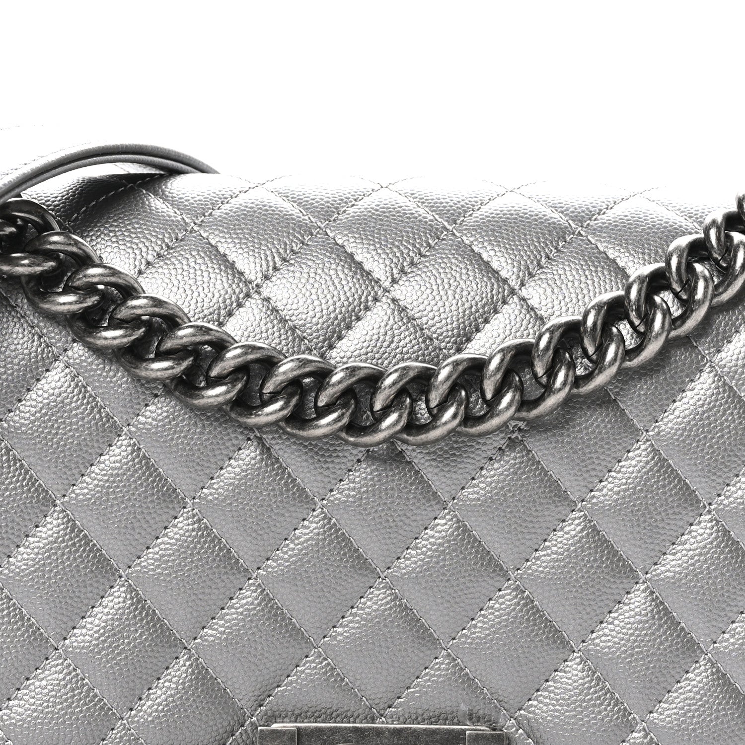 Chanel Metallic Caviar Quilted Medium Boy Flap Silver 8 of 11