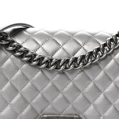 Chanel Metallic Caviar Quilted Medium Boy Flap Silver 8 of 11