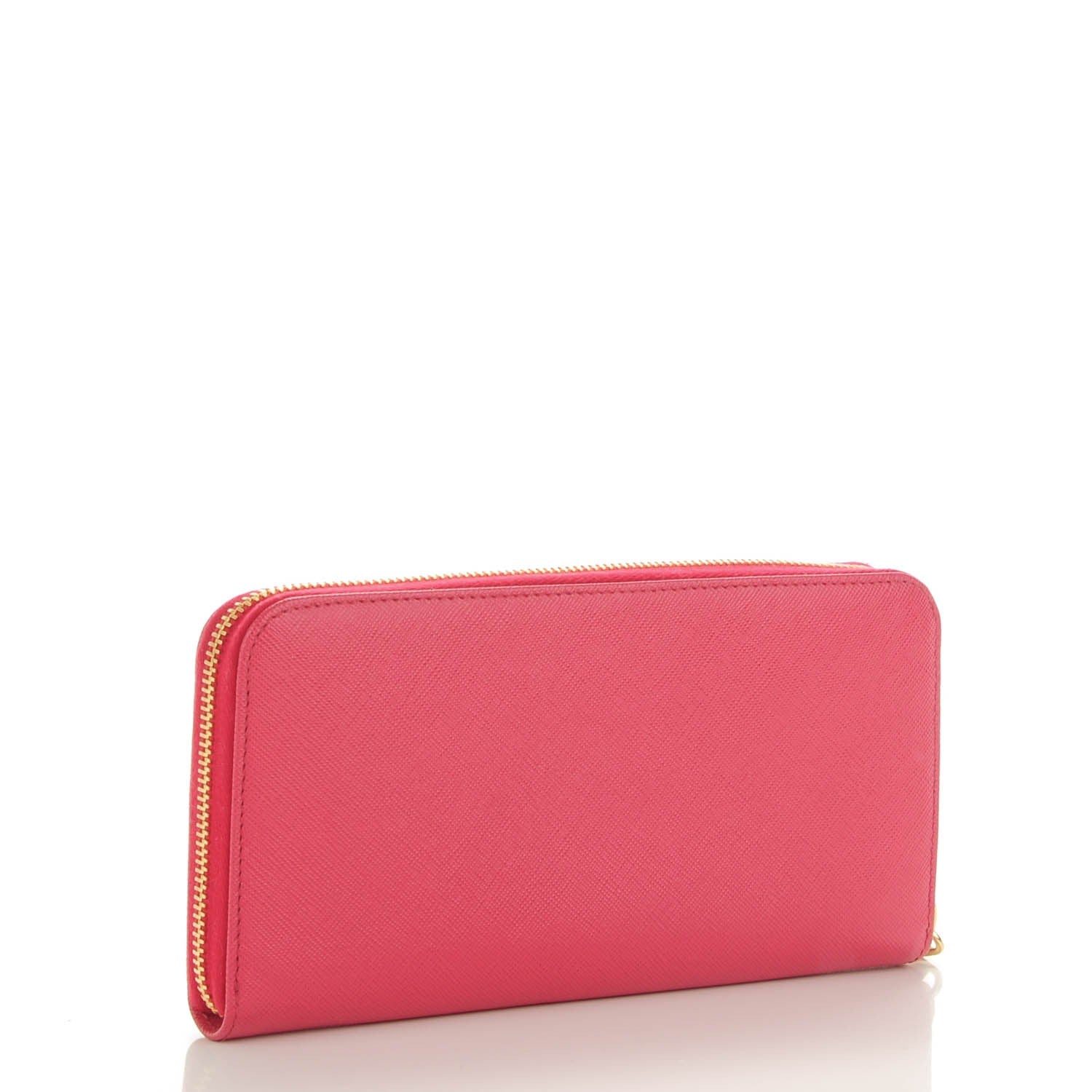 Prada Saffiano Fiocco Bow Zip Around Wallet Peonia 3 of 8