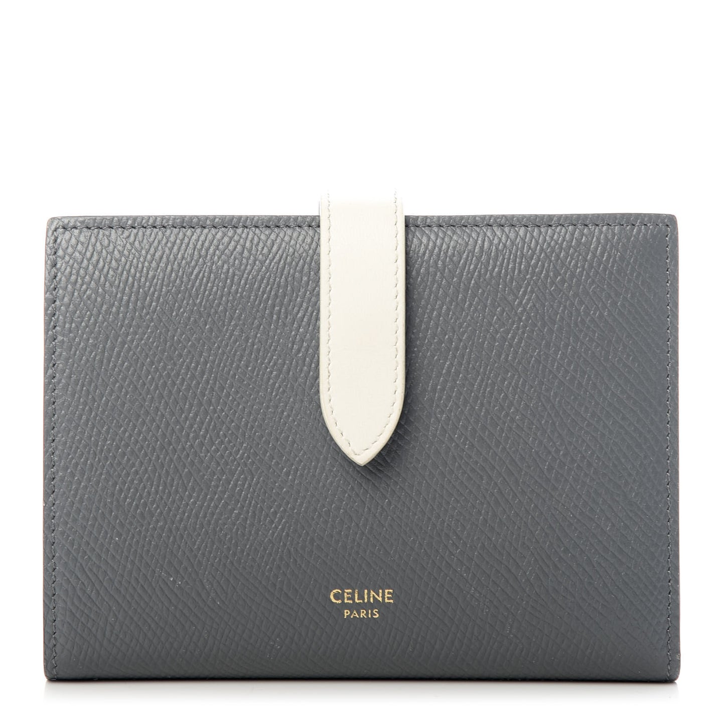Grained Calfskin Medium Multifunction Strap Wallet Grey