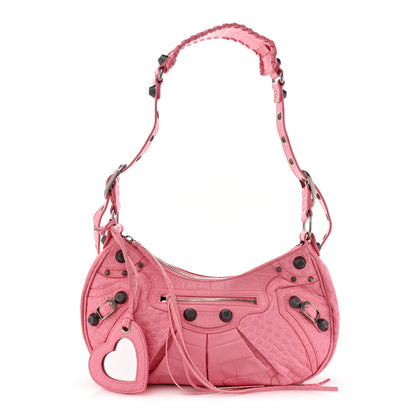 Balenciaga Extra Supple Calfskin Crocodile Embossed Small Le Cagole Shoulder Bag Sweet Pink 1 of 10