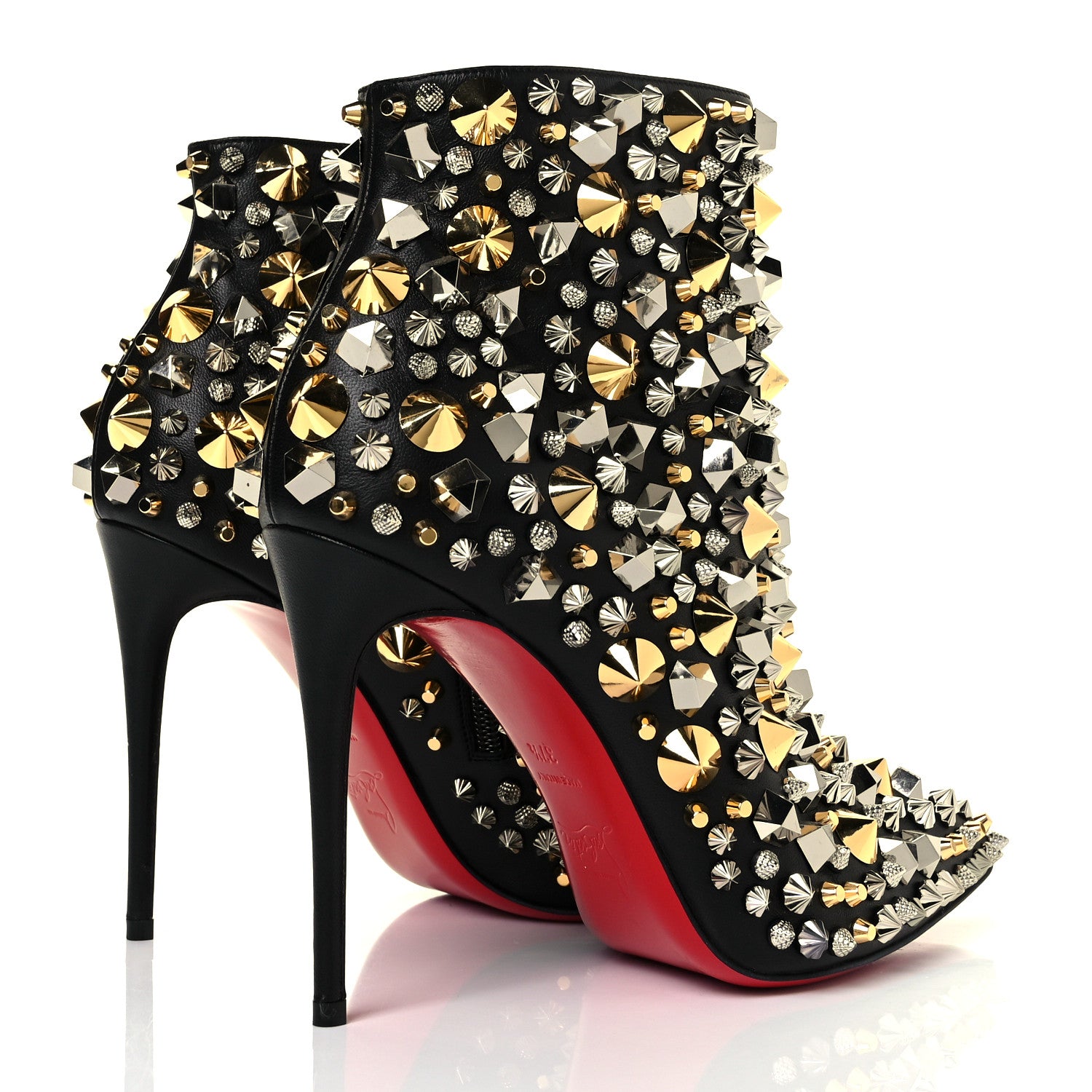 Christian Louboutin Calfskin So Full Kate 100 Ankle Boots 37.5 Black Multicolor 4 of 9