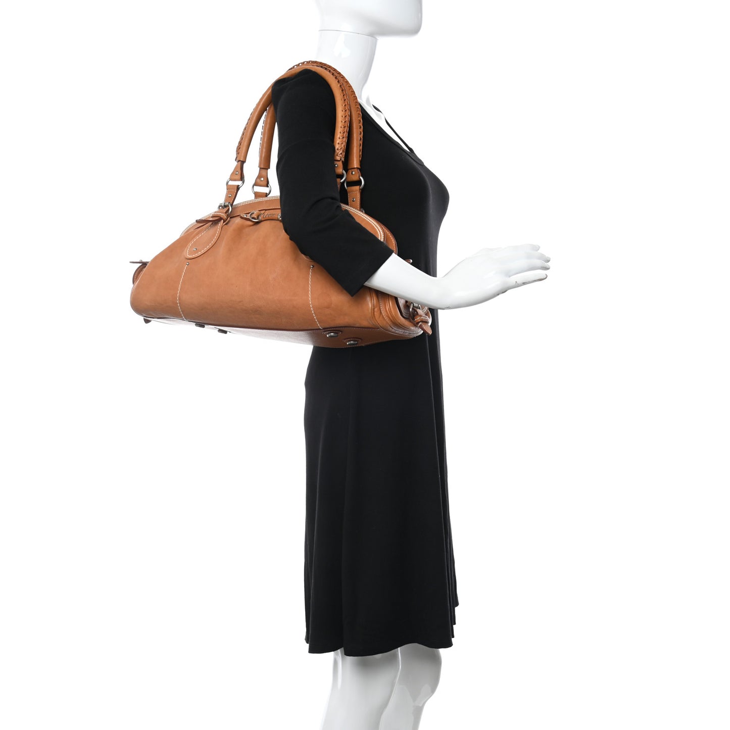 Calfskin Large My Dior Frame Pocket Satchel Brown