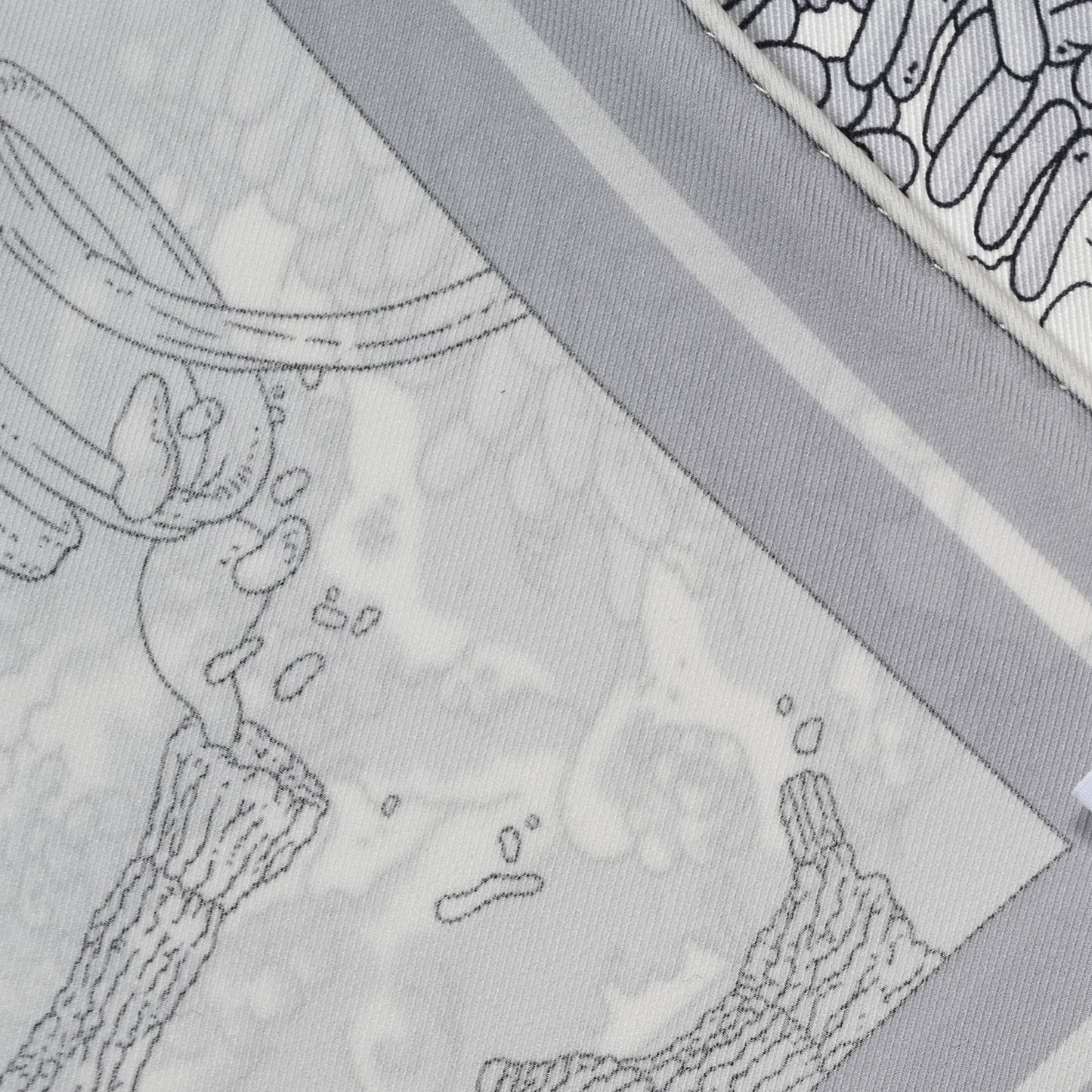 Vintage Silk Ex Libris Atlantis Scarf 70 White Gris Mastic