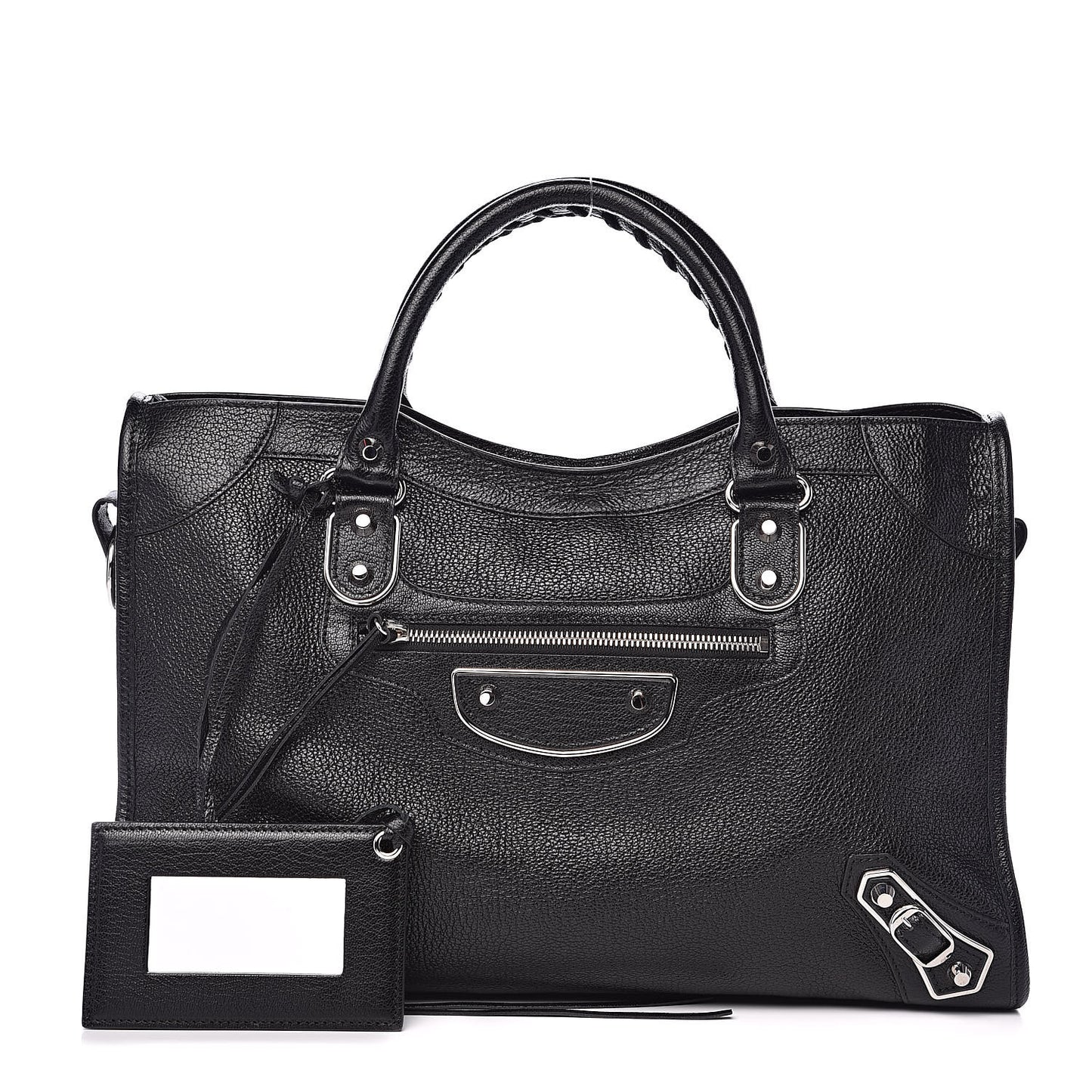 Chevre Silver Metallic Edge Hardware City Black