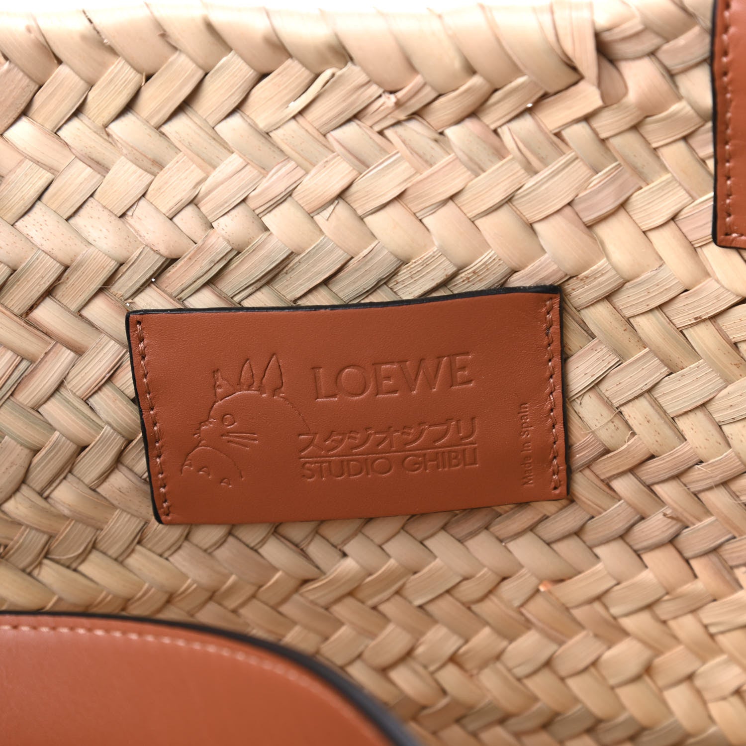 Loewe X MY NEIGHBOR TOTORO Raffia Dust Bunnies Basket Tote Bag Black Tan 8 of 9