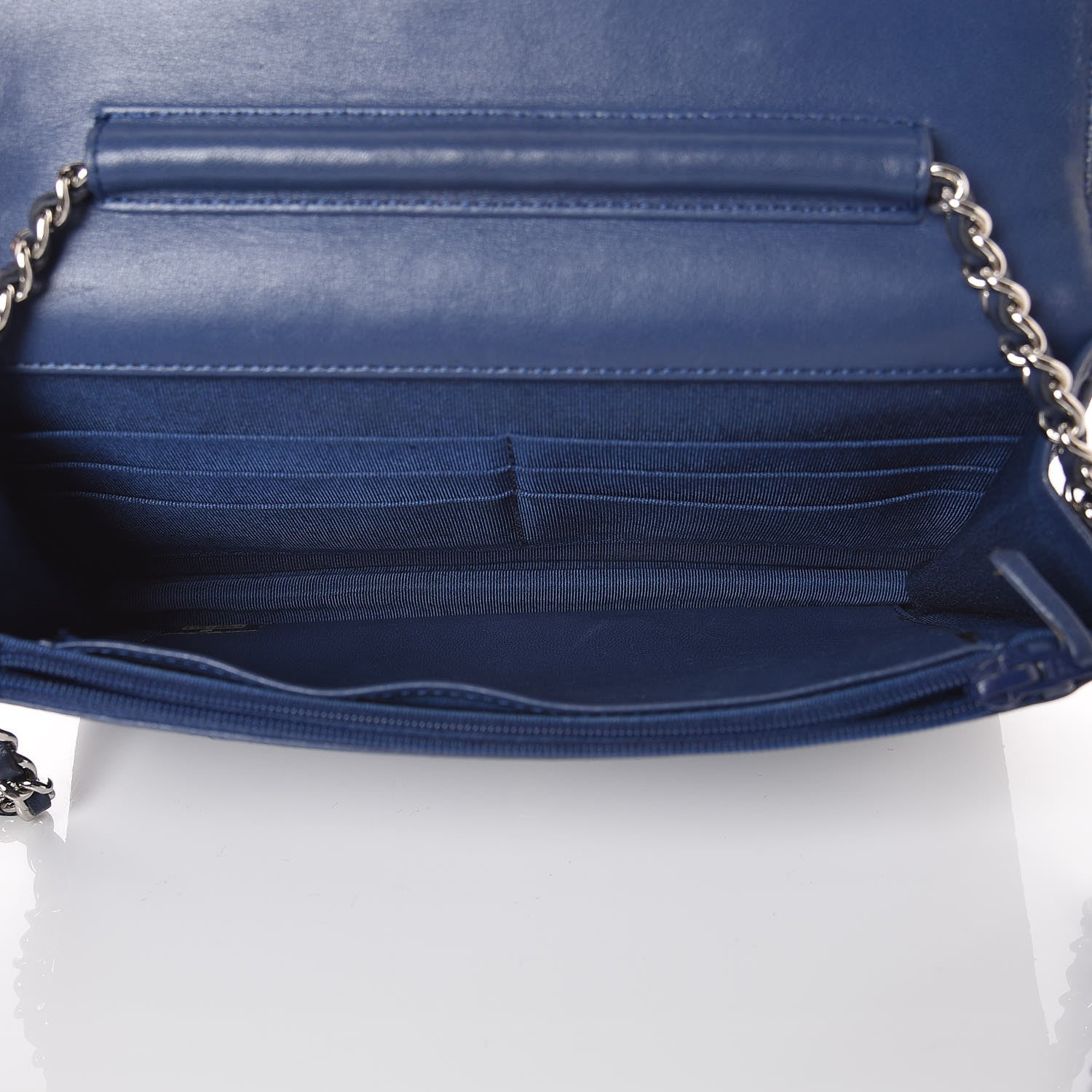 Chanel Perforated Lambskin Quilted Wallet On Chain WOC Blue 5 of 18