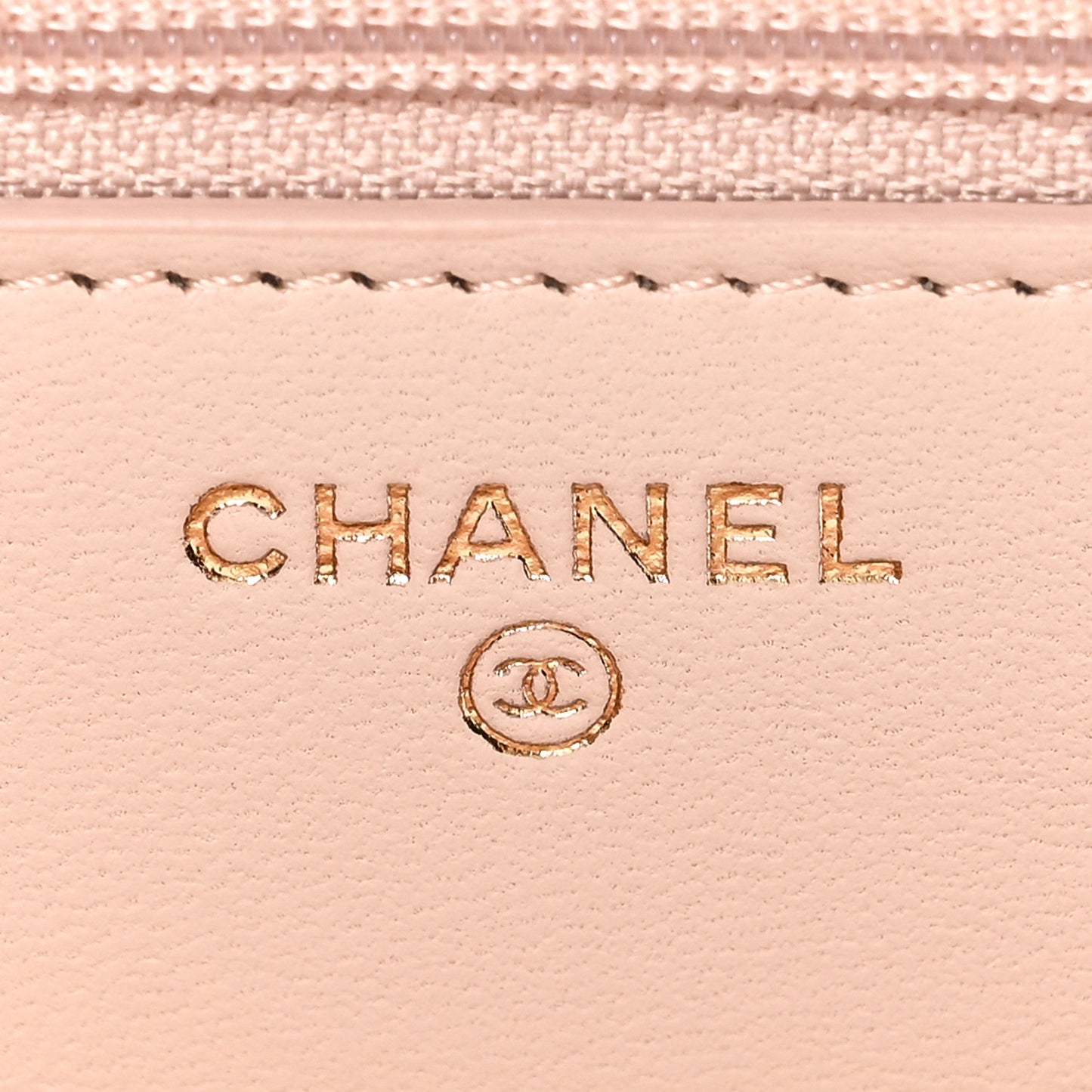 Lambskin Quilted Trendy CC Wallet On Chain WOC Light Beige