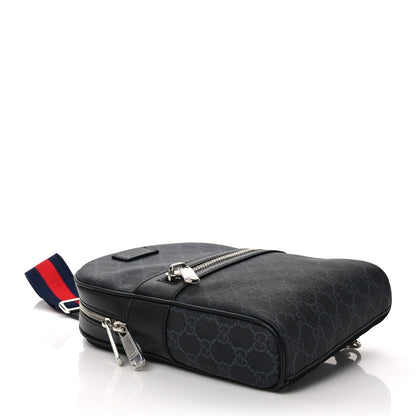 Gucci GG Supreme Monogram Calfskin Web Sling Backpack Black Grey 4 of 8