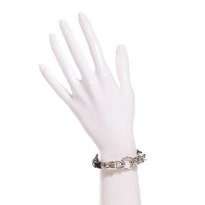 John Hardy Sterling Silver Woven Leather Naga M Bracelet Black 2 of 6