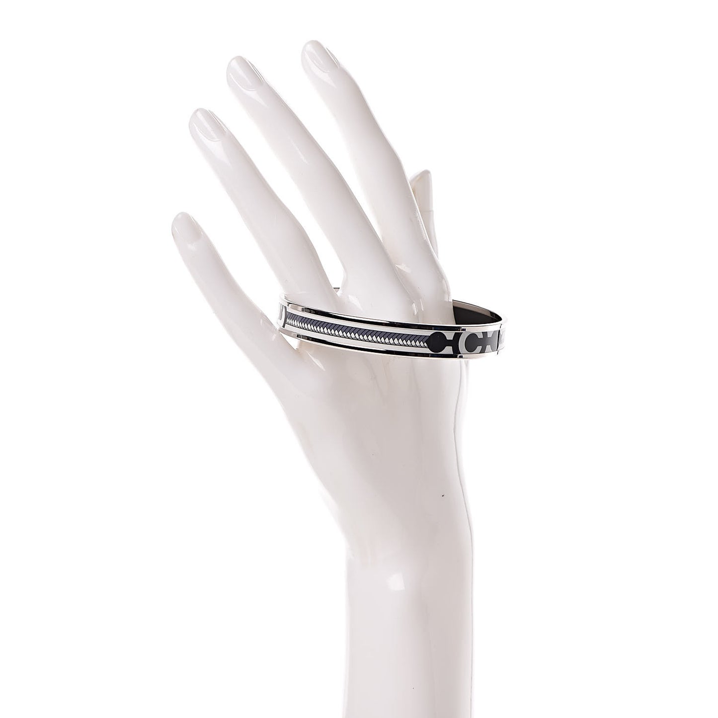 Enamel Printed Narrow Panoplie Equestre Bracelet 70 Faux Gris