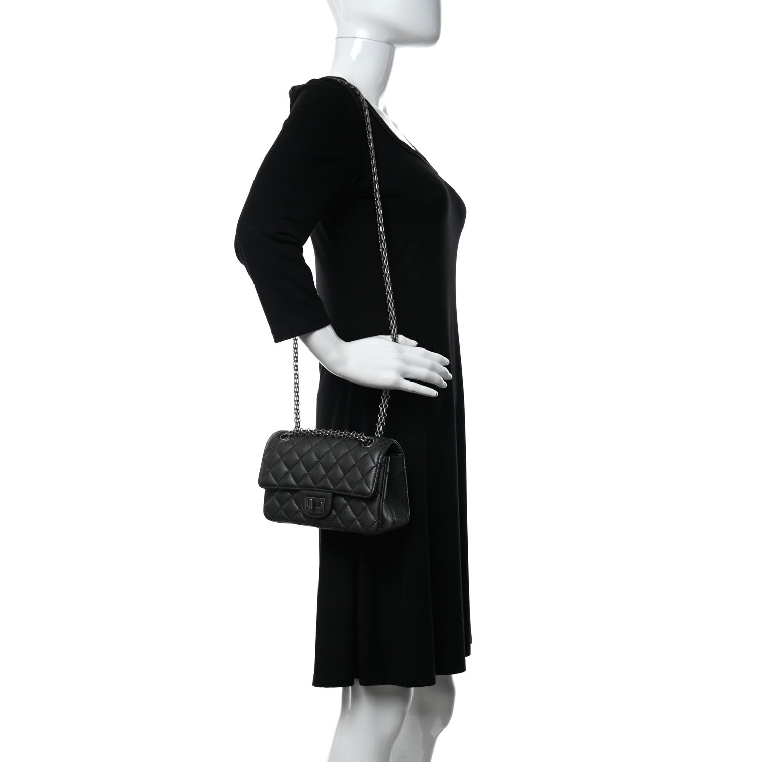 Chanel Metallic Sheepskin Quilted 2.55 Reissue Mini Flap Black 2 of 11