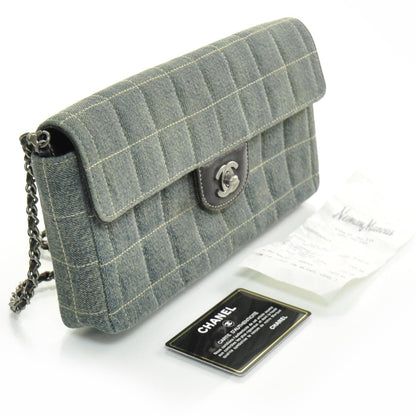 Chanel Denim Chocolate Bar Quilted East West Flap 3 of 10