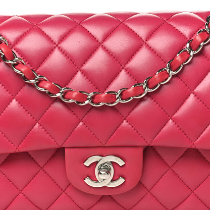 Chanel Lambskin Quilted Medium Double Flap Dark Pink 8 of 10