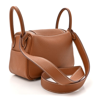 Hermes Taurillon Clemence Mini Lindy 20 Gold 3 of 9
