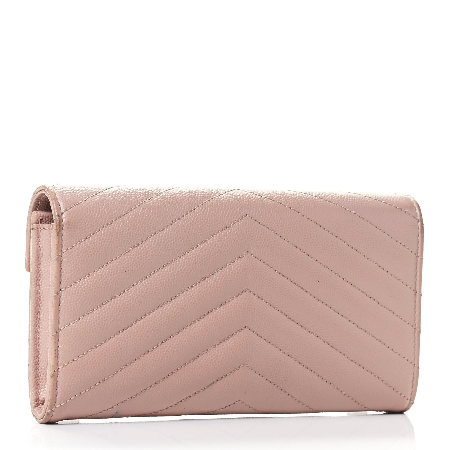 Grain De Poudre Matelasse Chevron Monogram Flap Wallet Pale Blush