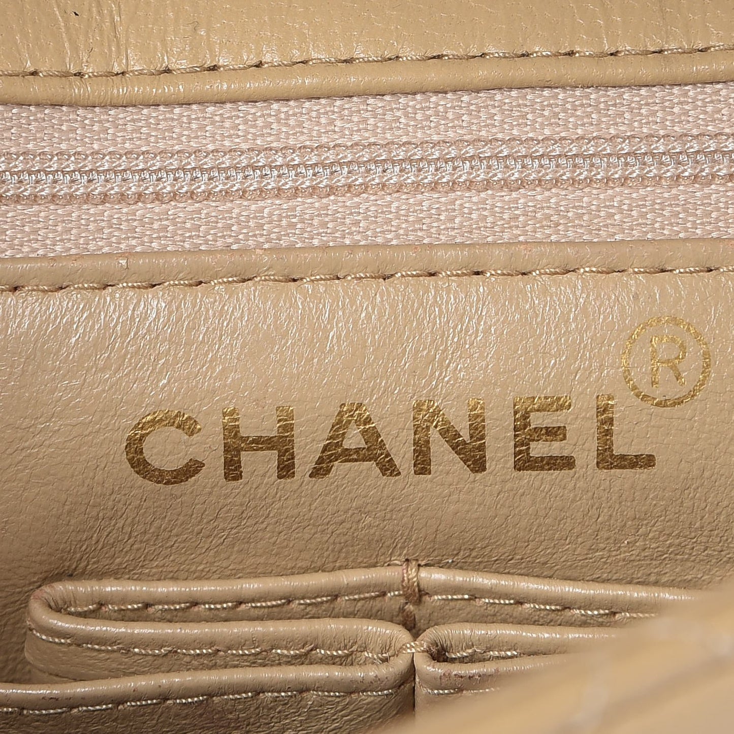 Lambskin Quilted Small Single Flap Beige