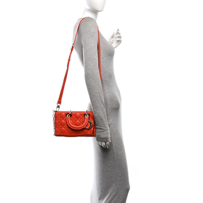 Christian Dior Lambskin Cannage Small Lady D-Joy Orange 2 of 10