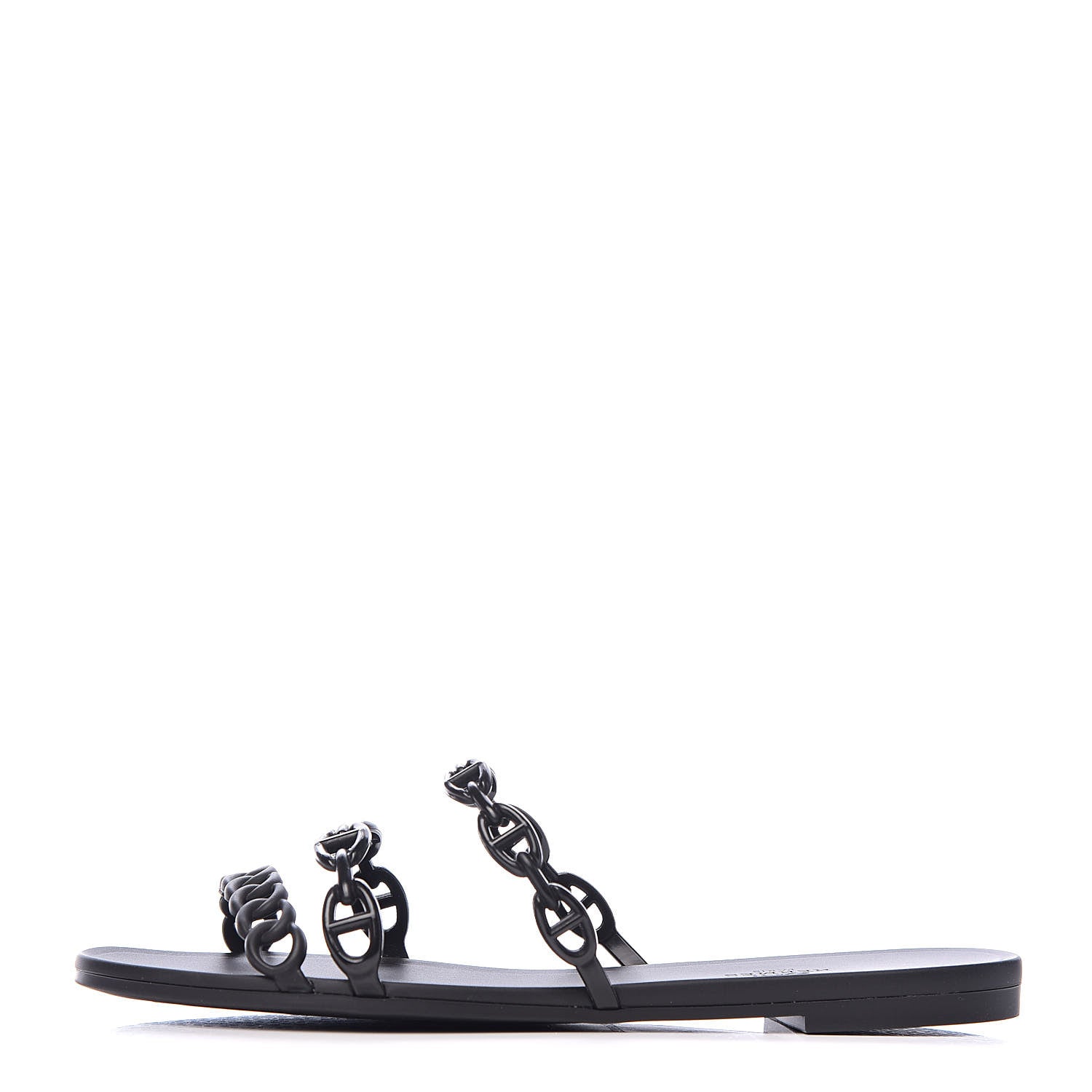 Hermes Rubber Chaine d'Ancre Rivage Sandals 40 Black 1 of 9
