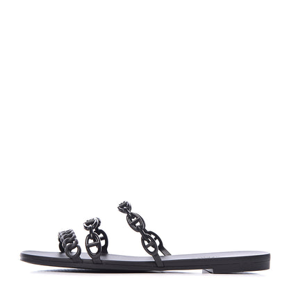 Hermes Rubber Chaine d'Ancre Rivage Sandals 40 Black 1 of 9