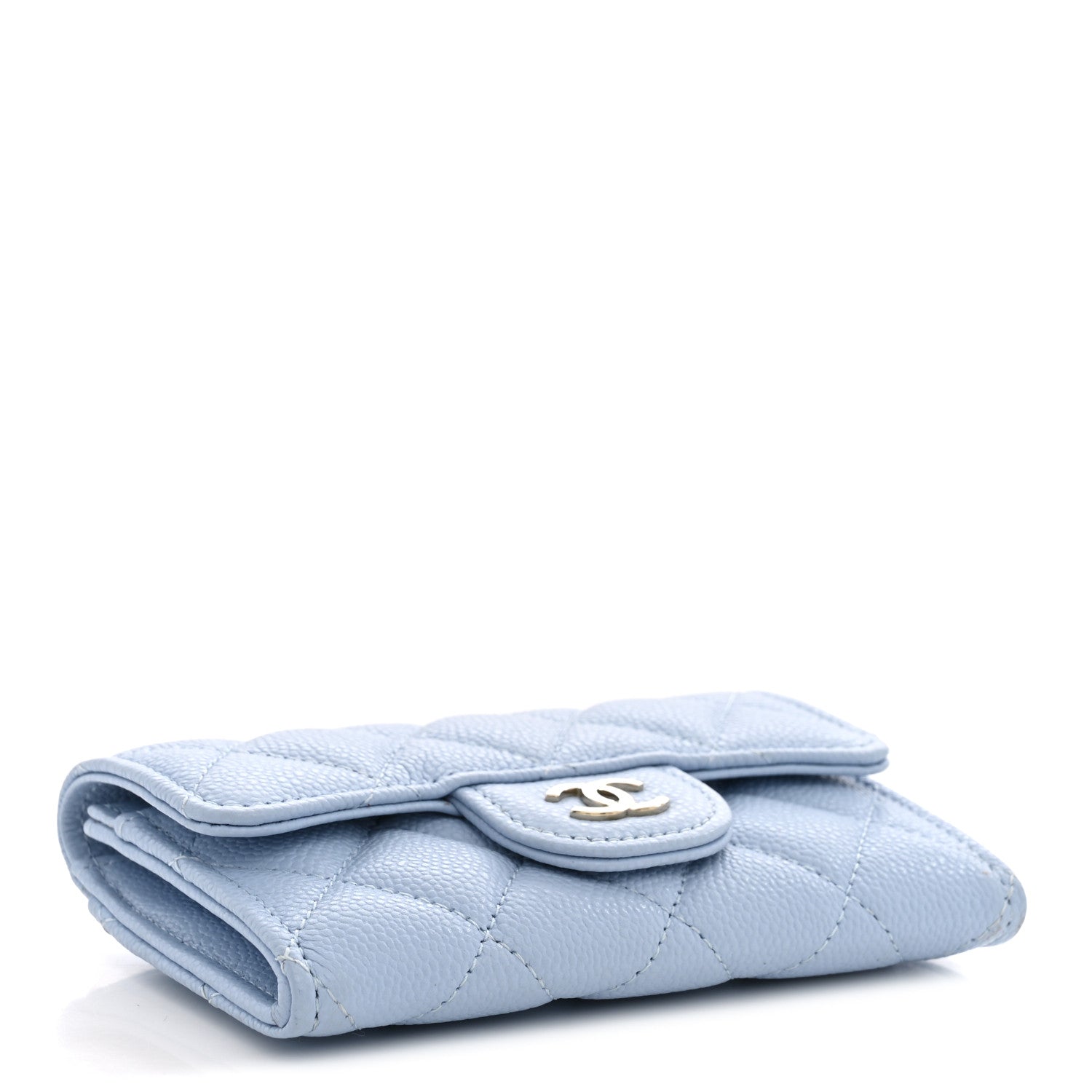 Chanel Caviar Quilted Flap Card Holder Wallet Light Blue 4 of 7