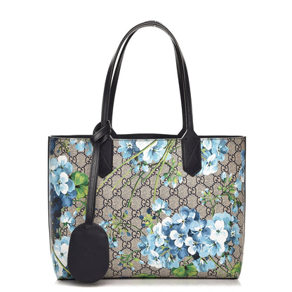 Gucci GG Supreme Monogram Blooms Small Reversible Tote Beige Blue Navy 1 of 16