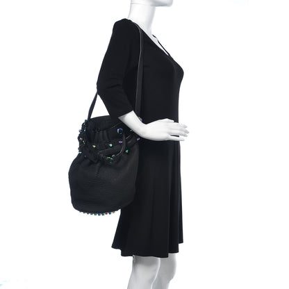 Alexander Wang Pebbled Lambskin Diego Bucket Black Iridescent Hardware 2 of 10