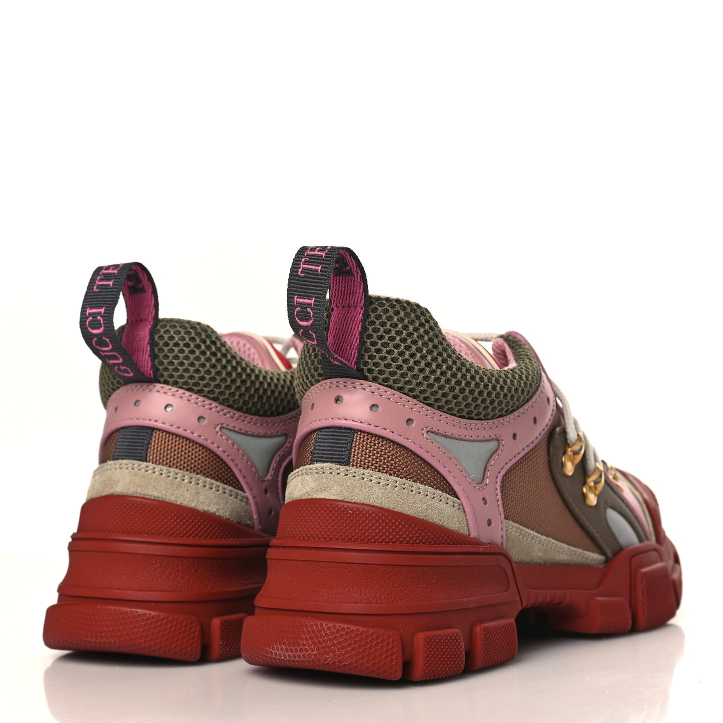 X SEGA Mesh Canvas Calfskin Womens Flashtrek Sneakers 35 Military Oatmeal Carmine Rose Ardesia