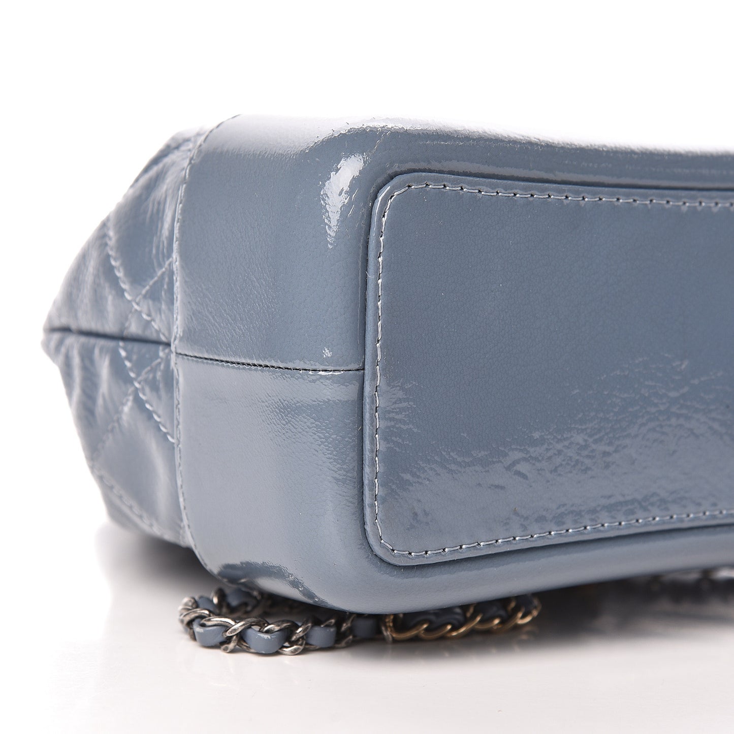 Patent Goatskin Quilted Small Gabrielle Backpack Blue